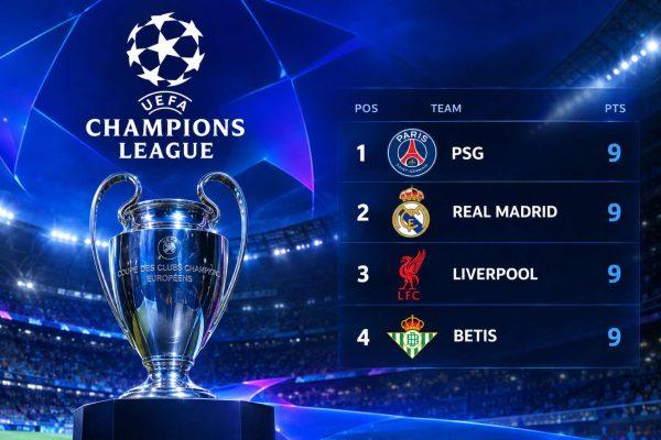 Champions League standings after Matchday 3: Betis crashes the elite party