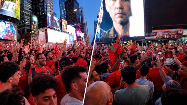 Morocco Fans Take Over Times Square as Brazil Supporters Bring Samba to New York World Cup Scene